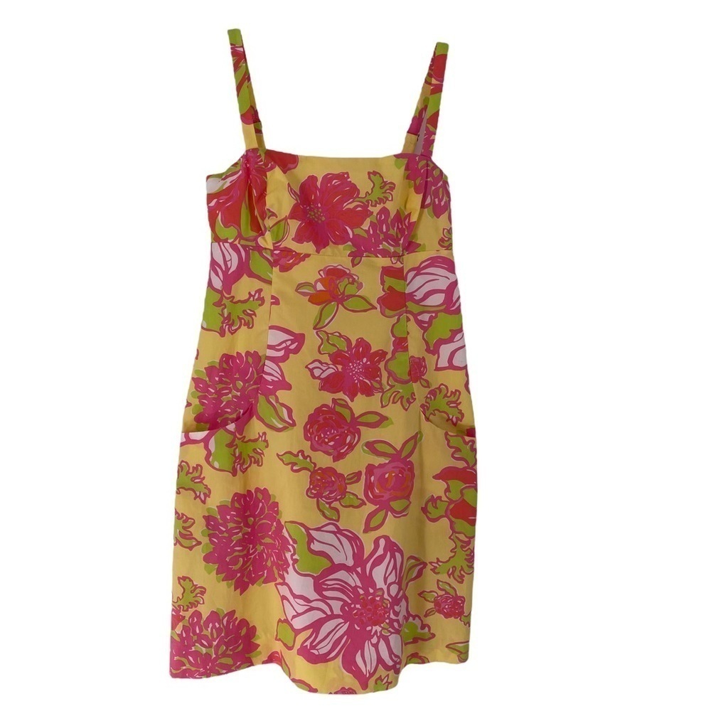 Lilly Pulitzer Lola Yellow Starfruit Floral Spaghetti Strap Dress - NWT - Sz 2